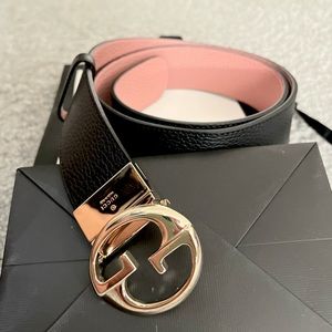 Gucci Reversible Belt Black/Pink w/silver buckle